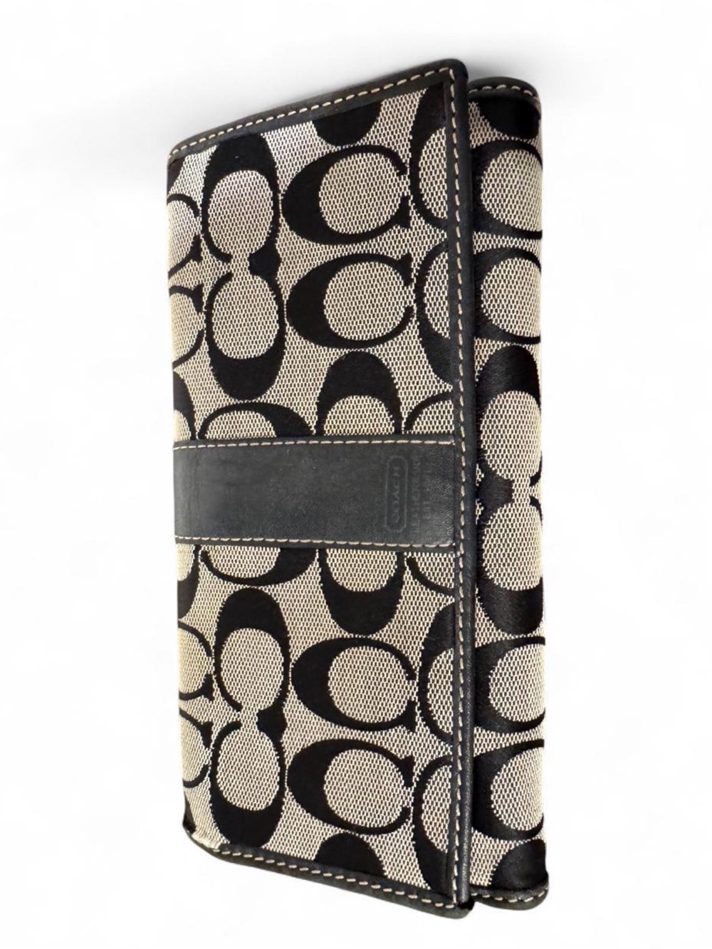 Coach Black and Cream Signature Jacquard Phone Case Wallet
